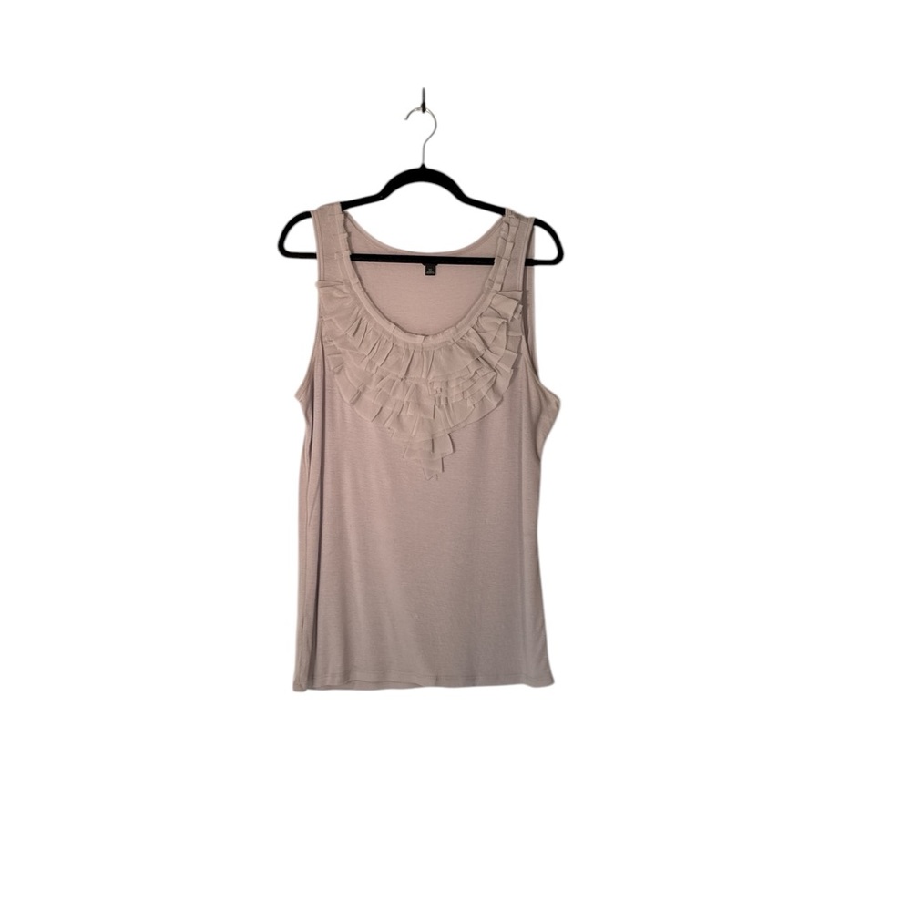 Anne Taylor‎ Soft Gray Sleevless Ruffle Front Tank